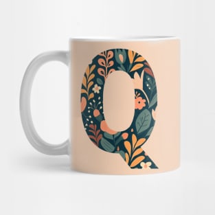 Whimsical Floral Letter Q Mug